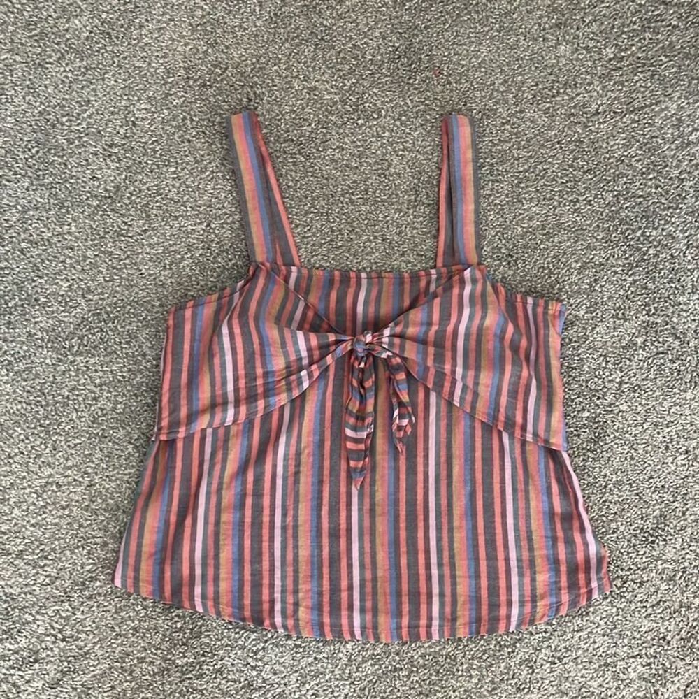Madewell | Tie-Front Cami Top in Rainbow Stripe Size 10 *NWOT* - Picture 5 of 6